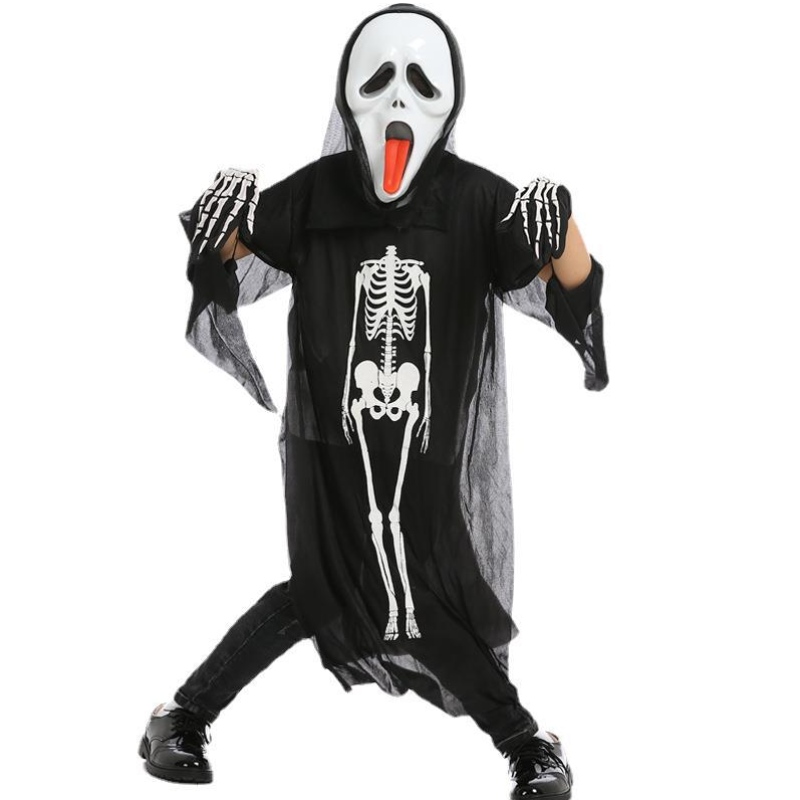 Costume di cosplay di Halloween all\'ingrosso costuminero scheletro Cape Ghost costume con maschera per bambini