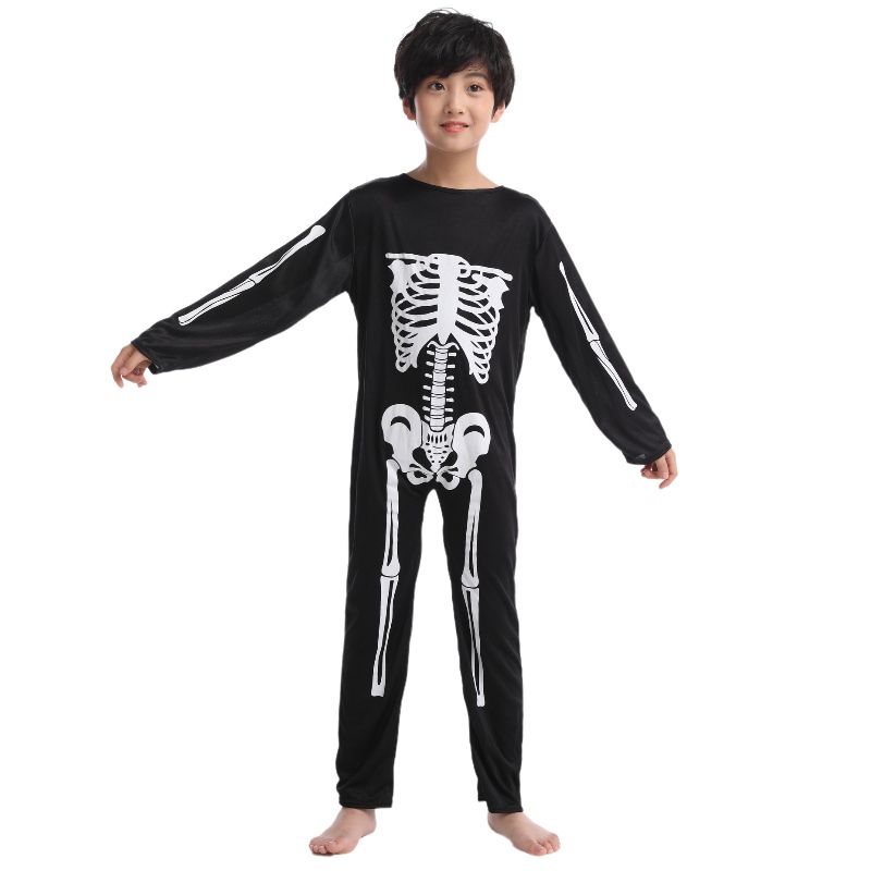 2022 Amazon Children saltò la tuta da costume da festa di Halloween con stampe ossea scheletrica per bambini
