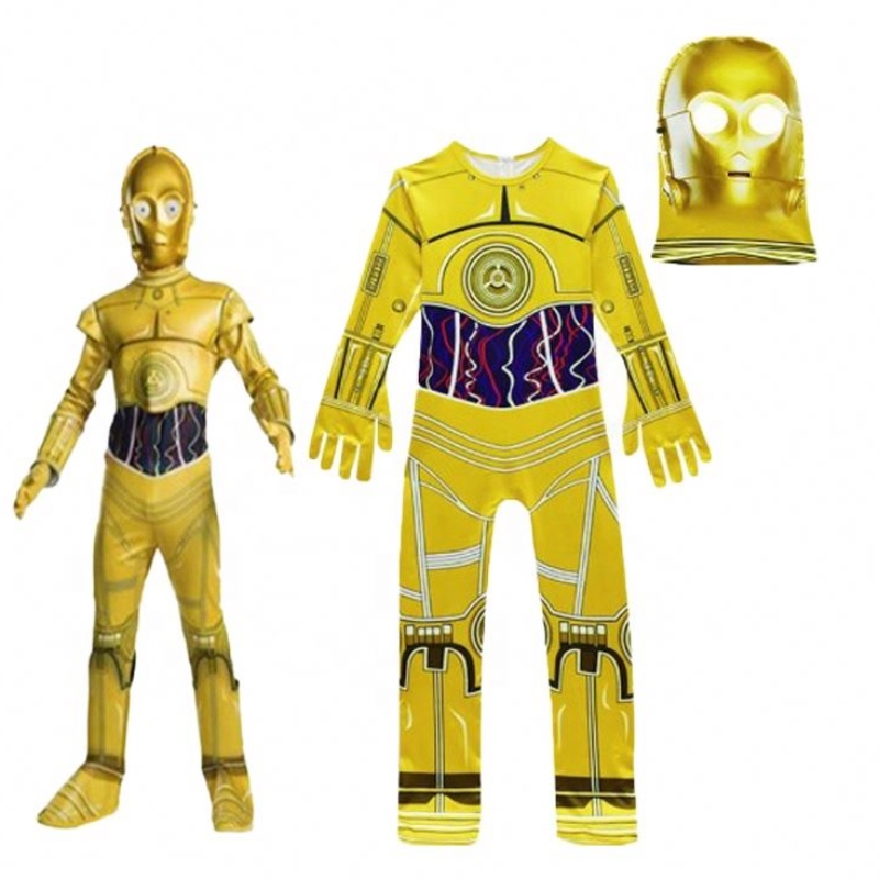 Film all\'ingrosso&film abiti abiti per la festa di compleanno di Halloween Star Cosplay Wars saltosuita C-3PO Costume robot con maschera per bambini