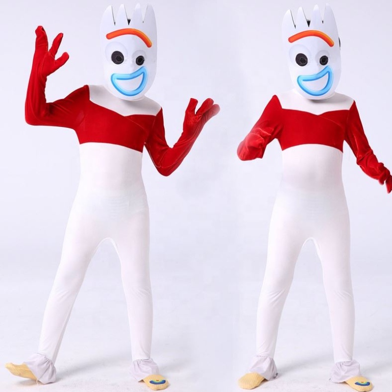 Costume da cosplay di fabbrica di body bianchi per la festa di Halloween per le prestazioni indossare un costume da giocattolo per bambini con maschera