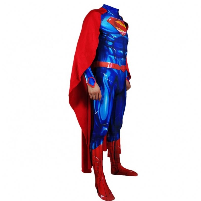 Superture dirette Anime Superhero Zentai Set Super costumi di Halloween Bodys con mantello rosso per i bambini da uomo