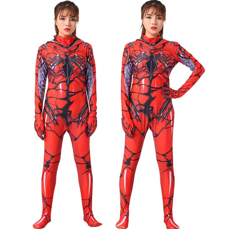 Costume di Halloween di alta qualità Costume Cosplay Red Women \\\\\'\'s Venom Bodysuit Cosplay Marvel Party Woman