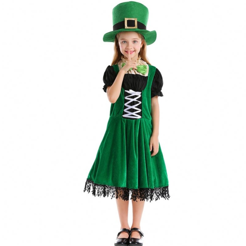 Bambini Elfo di alta qualità cosplay Fancy Party Dress Carnival Leprechaun St. Patrick \\\\ ’Day Halloween Cosplay Costume