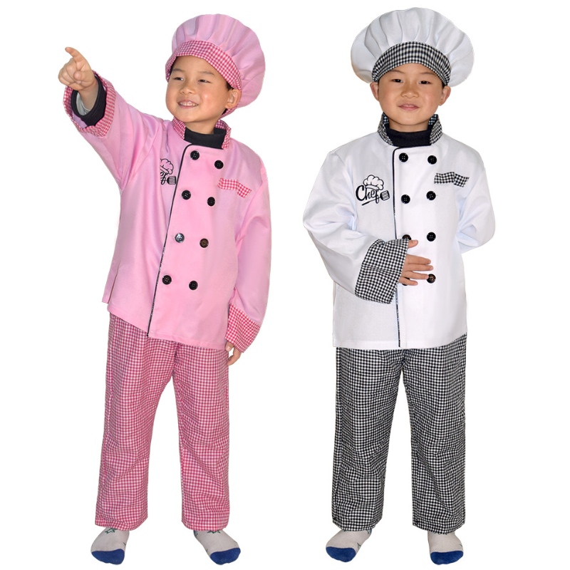 Costume da chef per bambini dinuovo stile Halloween Party Cosplay Abbigliamento Ruota Girl \\\\ \'s e ragazzo costume da grembiule da chef